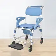 Toilet Chair with Wheels Wheeled Commode Chair Heavy Duty Multifunctional Shower Commode Chair Bedside Commode Transport Wheelchair for Elderly 330 Lbs