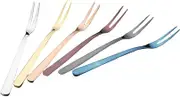 FELTECHELECTR 6pcs Stainless Steel Dessert Forks Stylish Fruit Forks for Cake Appetizer and Party Use and Creative Design for Home and Events