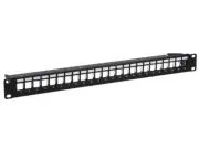 1U 19 Inch Black 24 Port Keystone Shielded Patch Panel UL Listed TAA Compliant