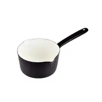 在飛比找Yahoo!奇摩拍賣優惠-【日本Pearl Life】黑色琺瑯牛奶鍋 15cm 單柄琺