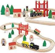 Wooden Train Set for Toddler, 39 Pcs Wooden Train Track Fits Thomas, Brio, Chuggington, Melissa and Doug - Expandable, Changeable- Train Toy for 3 4 5 Year Old Boys Girls