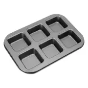 Square Muffins Pan 6-Cup Grey Nonstick Cupcake Pan for Oven Baking