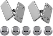[Select Gifts] Sterling silver feature hallmark double-sided Cufflinks Shirt Dress Studs Gift Set