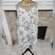 Cynthia Rowley 100% linen blue and cream floral boho dress plus size 3X new!!