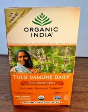 Organic India Tulsi Immune Daily Tea 18 Infusion Bags 1.14 oz Traditional Spice