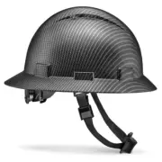 Comfortable, Durable Full Brim Hard Hat, Adjustable Classic Black Carbon Fiber