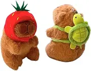 Yopcuvi 3 PCS Capybara Plush Keychain, Animals Toy Capybara Pendant for Backpack, Cute Bag Pendant, Creative Fluffy Animals Keyring, Brown