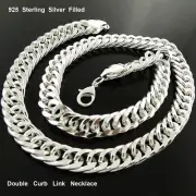 Necklace Real 925 Sterling Silver Filled Solid Men's Statement Link Chain 65cm