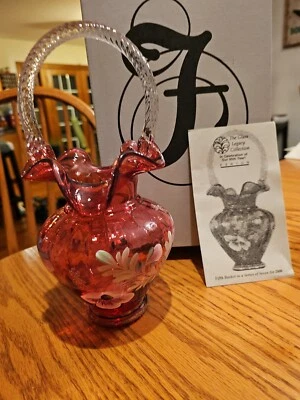 BRAND NEW!! FENTON Cranberry Basket 95th Anniversary Glass Legacy A27
