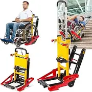 Electric Climbing Stair Wheelchair Trolley, Folding Portable Chair Stair Lift Climber Stair with Wheel Lock, Holds 373Lbs, Adjustable Backrest Height and Track Angle, Safe Stable, for Elder