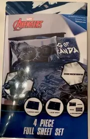 Black Panther Avengers 4 Piece Full Sheet Bed Set