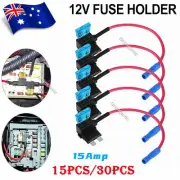 5-30pcs Car Add-a-circuit Fuse Tap Adapter Kit 15A Small Blade Fuse Box Holder