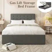 Double Bed Frame Storage with Headboard Gas Lift Up Platform Wooden Mattress
