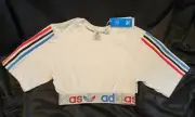 Adidas Shirt Woman XS Originals Primeblue Banded Crop Top Embroidered Tee Prime