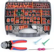 Flytuo Deutsch Connectors Kit with Crimping Tool - 540PCS, 2/3/4/6/8/12 Pin DT Connectors, Removal Tool, Size 16 Solid Terminal Contacts, 14-18 AWG (Grey)