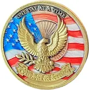 American Bald Eagle USA Flag Patriotic One Day at A Time Medallion Serenity Prayer Chip