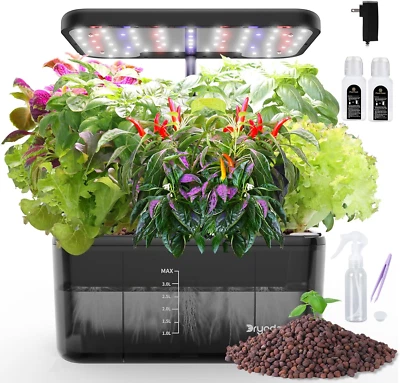Indoor Herb Garden Kit, Hydroponic Growing System with LED Grow Light Quiet Wate