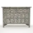 Chest Of Drawers - Bone Inlay Wood Modern Pattern 4 Drawer Living Room Furniture