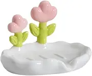 Dual Purpose Creative Cute Flower PP Soap Box for Bathroom Home, Space Saving, Exquisite Design, with Effective Drainage and Practical Solution, Enhance Bathroom Decor