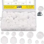 160Pcs 6 Sizes Bolt Covers Screw Caps Assortment Kit M4 M5 M6 M8 M10 M12 Plastic Acorn Nut Dome Hex Cap Cover for Protecting Hexagon Screws Bolts,White