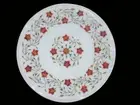 16" Marble coffee table top handmade inlay semi precious stones work table