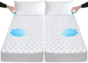 Split King Waterproof Mattress Protector for Adjustable Bed, 6-18" Deep Pocket