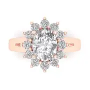 2.36 ct Oval Cut Halo Clear Statement Engagement Wedding Ring 14k Rose Gold