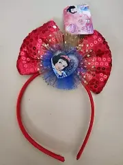 Disney Princess Snow White Headband Big Red Sequin Bow Picture In Middle