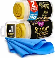Premium Shammy Towel for Car - 2 Pack - Mini Shammy Cloth (17 x 13 inches) - (Two Tubes + One Extra Chamois Towel)