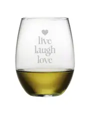 Susquehanna Glass Live Laugh Love Set of Four 21oz Stemless Wine