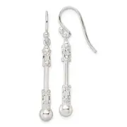Sterling Silver Polished Fancy Beaded Dangle Earrings