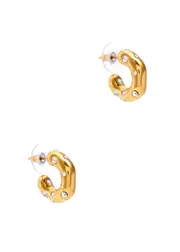 Kenneth Jay Lane Free Form Crystal-embellished Hoop Earrings - Gold ONE SIZE