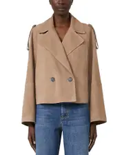 Weekend Max Mara Maga Suede Leather Short Trench Coat