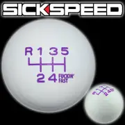 WHITE/PURPLE FING FAST SHIFT KNOB FOR 6 SPEED SHORT THROW SHIFTER 12X1.25 S16