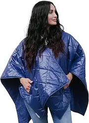 [Rainraps] Pufferrap | Women’s Rain Puff Pashmina Poncho Wrap Shawl Quilted Cape Water-Repellent, Reversible & Hooded Wrap