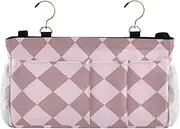 Amooorous Bedside Caddies Bed Hanging Bag for Bunk and Hospital Beds,Dorm Rooms Bed Rails Peach and Purple American Plaid