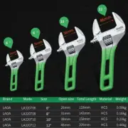 Lot of 4 Short Handle Adjustable Laser Scale Rubber Wrapped Wrench/Spanner