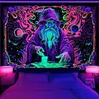 Blacklight Tapestry Trippy Wizard Tapestry for Bedroom UV Reactive Tapestries Ma