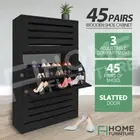 Shoe Cabinet Shoes Storage Rack Wooden Organiser Cupboard 3 Doors 45 Pairs Black