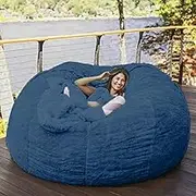 UYSOFRCV Bean Bag Sofa Chair (Only Cover, No Filler), Soft PV Velvet Memory Foam Stuffed Lounger Chairs Recliner Storage Sofa Cover for Adults and Kids,Blue