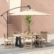 Costway3M Solar LED Offset Cantilever Umbrella with Easy Tilt Adjustment-Beige