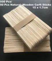 500/ 50 Pcs Jumbo Natural Wooden Craft Sticks Paddle Pop Sticks 15cm x 1.7cm