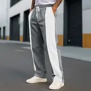 Men's Sweatpants Wide Leg Sweatpants Corduroy Pants Trousers Baggy Pants Patchwork Drawstring Elastic Waist Color Block Striped Comfort Full Length Outdoor Spo