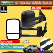 Pair Black Manual Extendable Towing Mirrors for Mitsubishi Triton MQ MR 15-ON