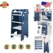 CPSC Certified Wooden Toddler Kitchen Stool with Anti-Slip Steps & Easy Assembly