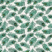 Peacock Symphony: Feather Ivory Cotton Fabric 110cm wide (per metre)