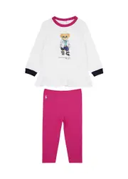 Polo Ralph Lauren Kids Bear-print Jersey Dress and Leggings set (6-24 Months) - Pink - 12 Months (12 Months) 12 MONTHS (12 months)
