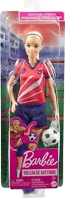 SOCCER BARBIE Doll with Blonde Ponytail #9 Uniform Cleats & Ball NEW NIB SEALED