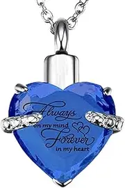 DOTUIARG Heart Cremation Urn Necklace for Ashes Urn Jewelry Memorial Pendant with Fill Kit - Always on My Mind Forever in My Heart