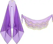 [Generic] Porch Geese Easter Outfits | Belly Dance Veil Porch Duck Outfit with Sequin Scarf,Funny Spring Animal Statue Dress Up Accessories for 23insh 17inch Garden Figurine